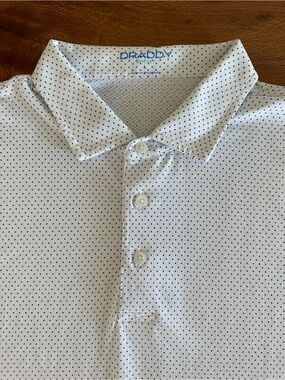 Draddy White Micro Dot Shirt 
Performance  Polo Shirt Hero Foundation Golf|Large